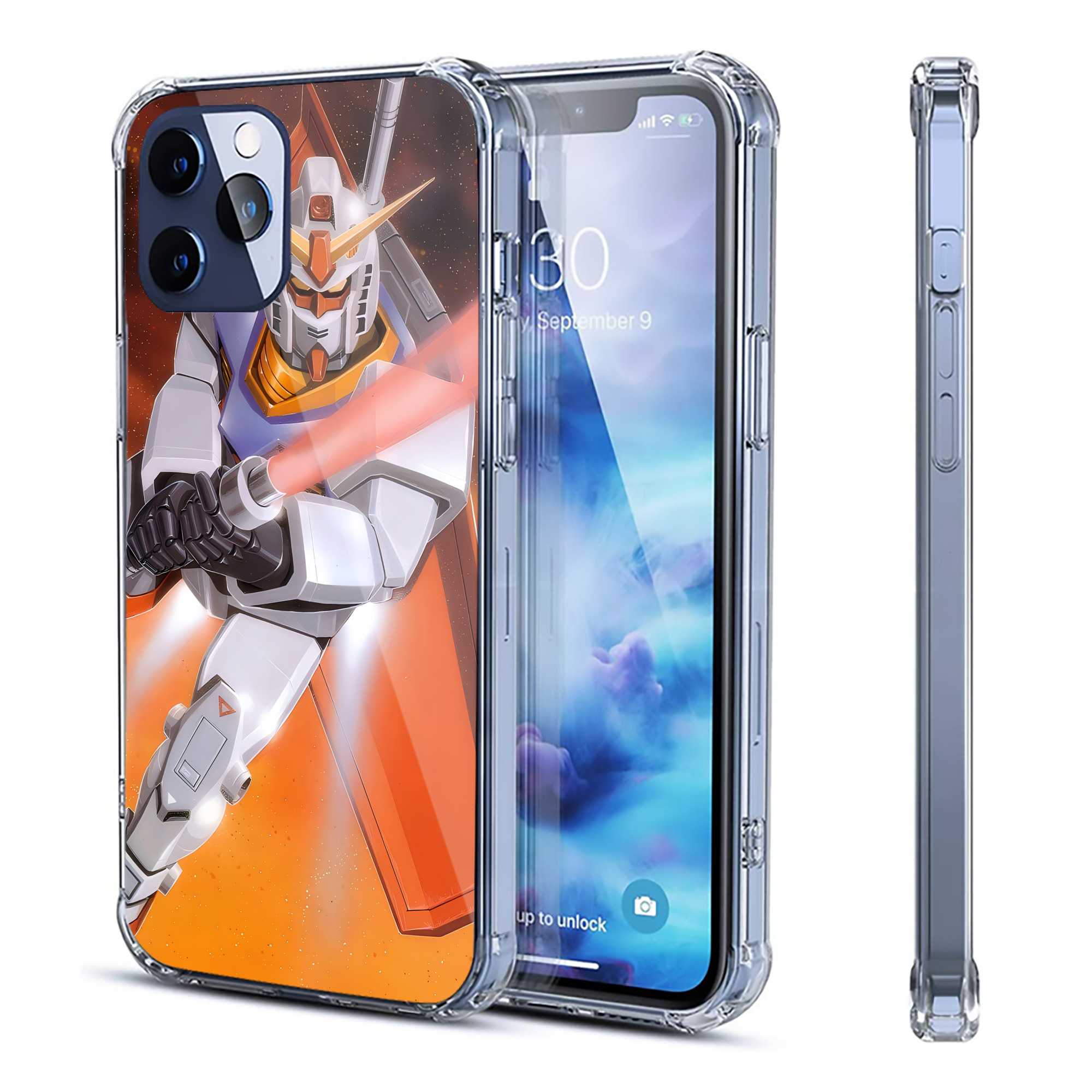 （画像用） 機動戦士ガンダム Mobile Suit Gundam 【iPhone 12シリーズ対応】透明スマホケース（クリアソフトケース）